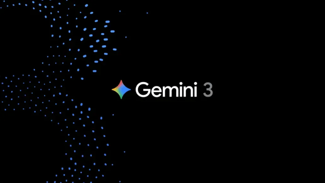 Logo officiel de l'intelligence artificielle Google Gemini 3 avec son étoile colorée sur fond noir.